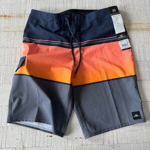 O’Neill Hyperdry Board Shorts NWT‎ size 30 Lennox Stripe 21” Orange Grey